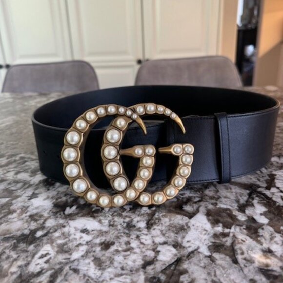 Gucci Marmont Wide Belt With Pearls - Picture 4 of 8